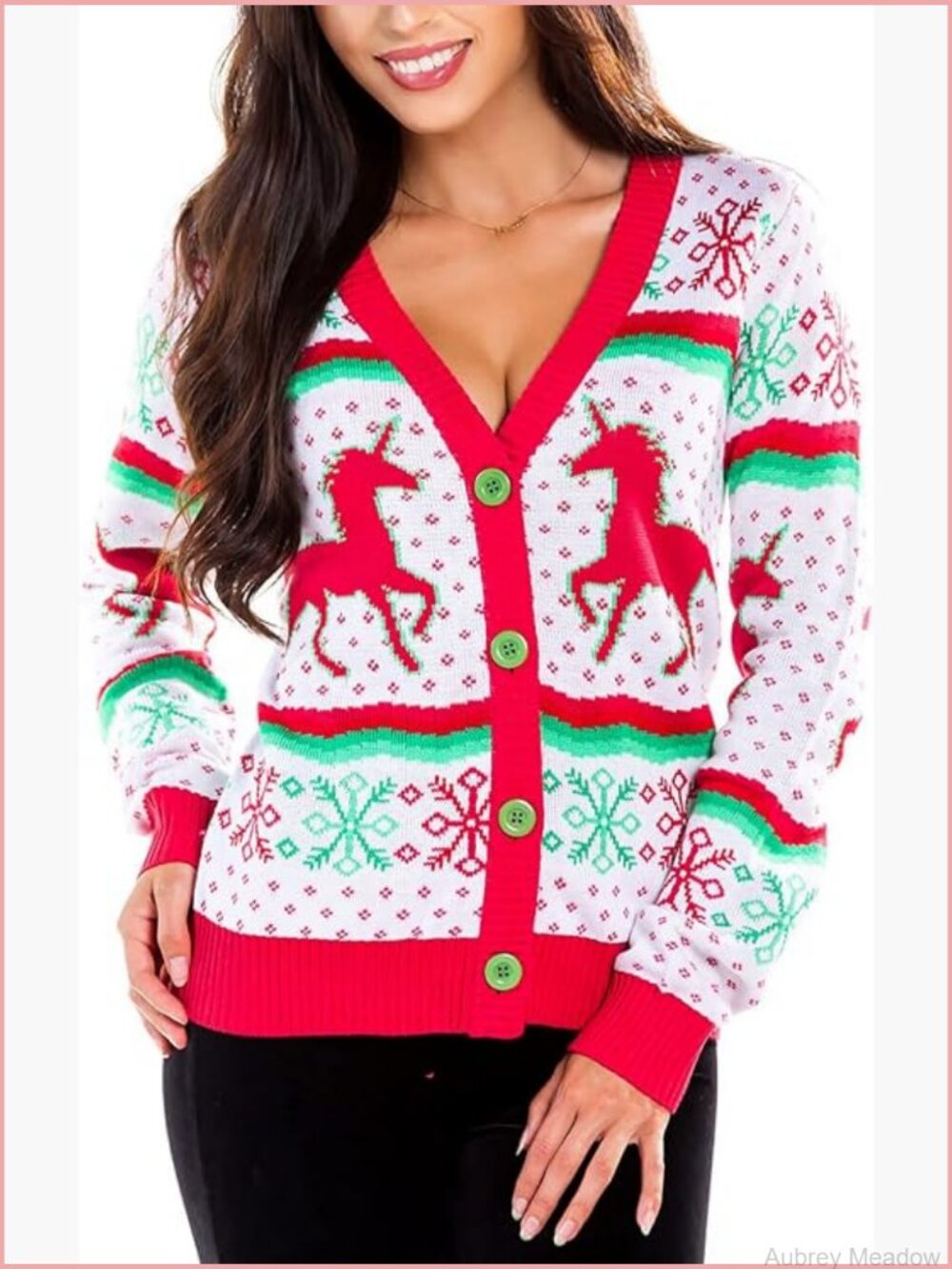 Women's Classic Cute Cardigan Ugly Christmas Sweater with Fun Patterns